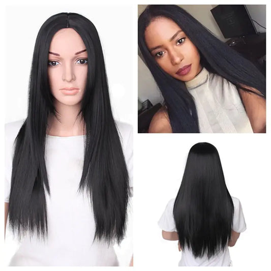 Long Straight Wig for Women, European Style, Heat-Resistant