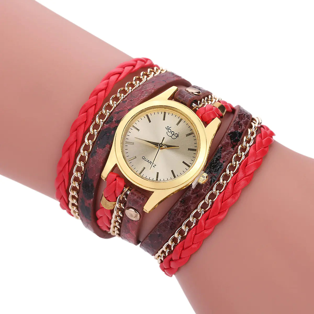 Women's Braided Bracelet Quartz Watch with Alloy Buckle