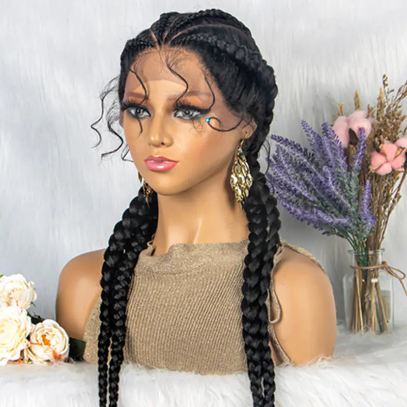 Braided Lace Front Wig with Baby Hair and 4 Braids