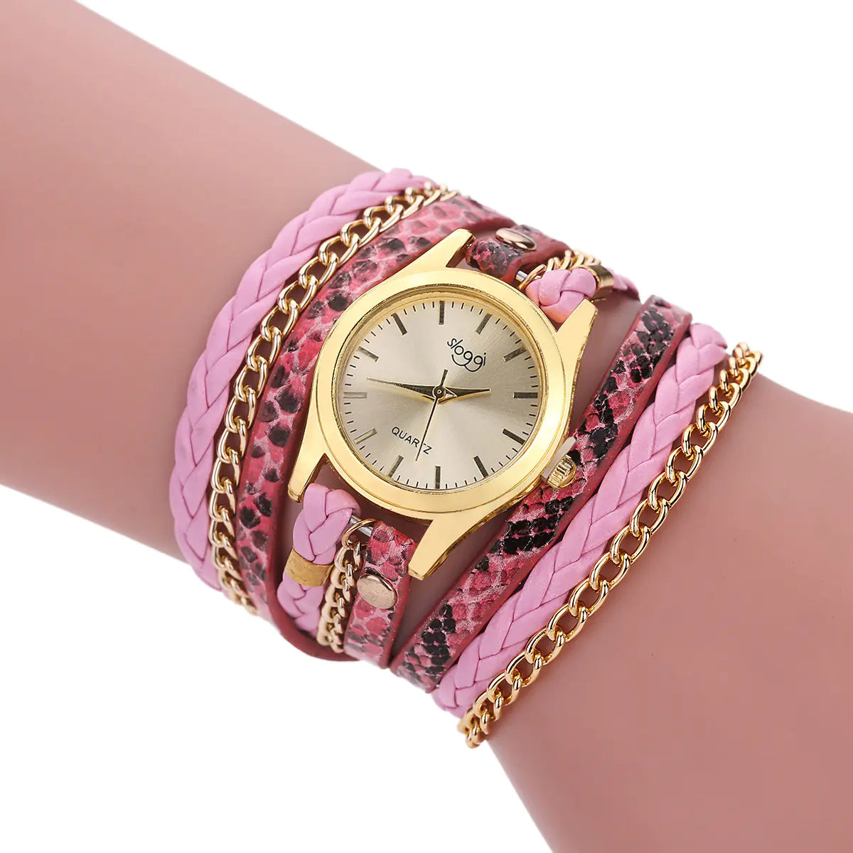 Women's Braided Bracelet Quartz Watch with Alloy Buckle