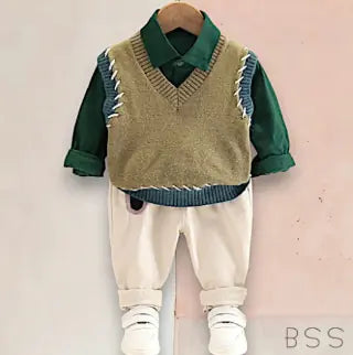 Pippo Vest Shirt Set (Three Pieces, One Set)