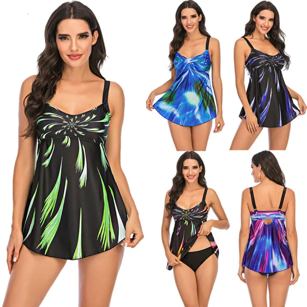 Fireworks Gradient Print Plus Size Swim Skirt