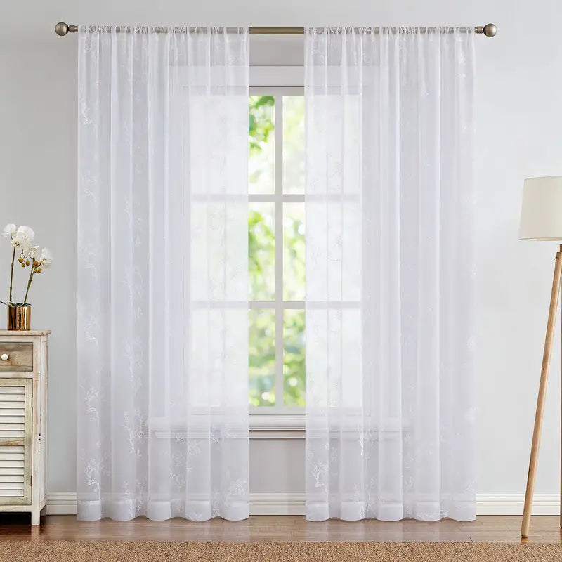 2 pcs Terrilon Rebecca Embroidered Curtains for Home Decor