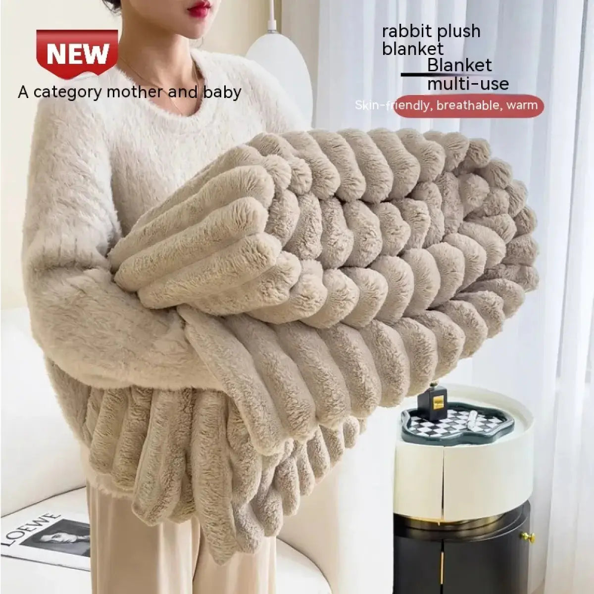 Soft Velvet Rabbit Fur Blanket – Thick & Warm Throw