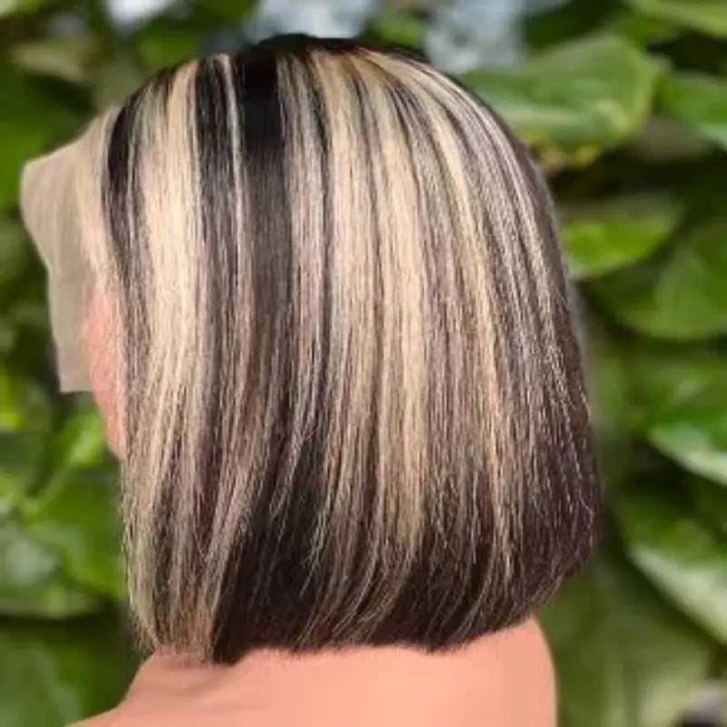 10A Grey Piano Bob Wig 100% Human Hair 13*4 Closure