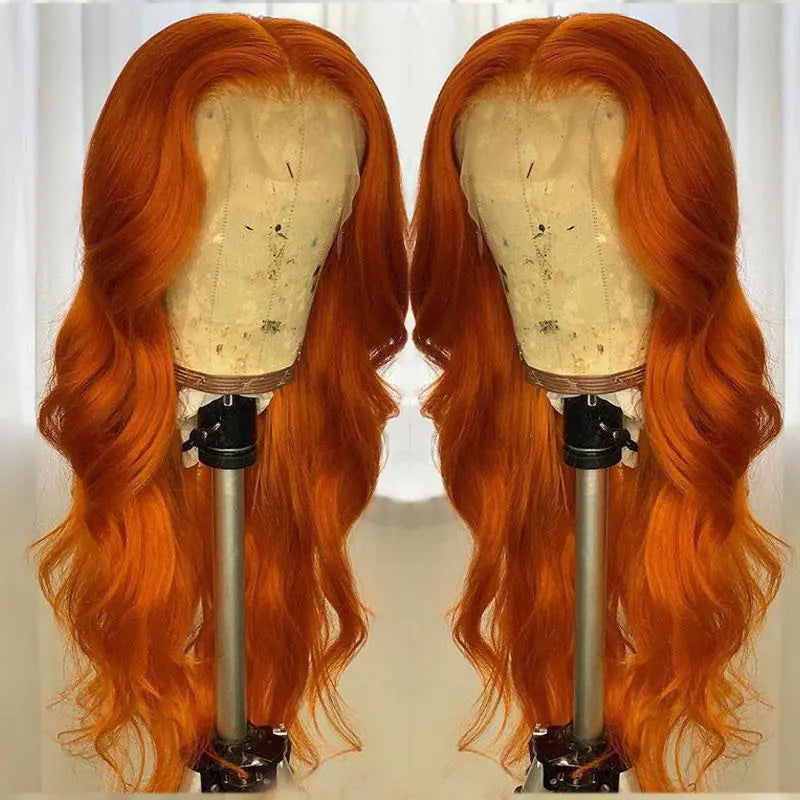 Orange Natural Big Wave Synthetic Lace Wig Cap