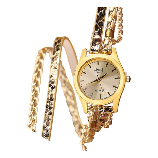 Women's Braided Bracelet Quartz Watch with Alloy Buckle