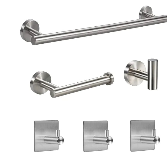 5pcs Matte Black Bathroom Hardware Set, Stainless Steel