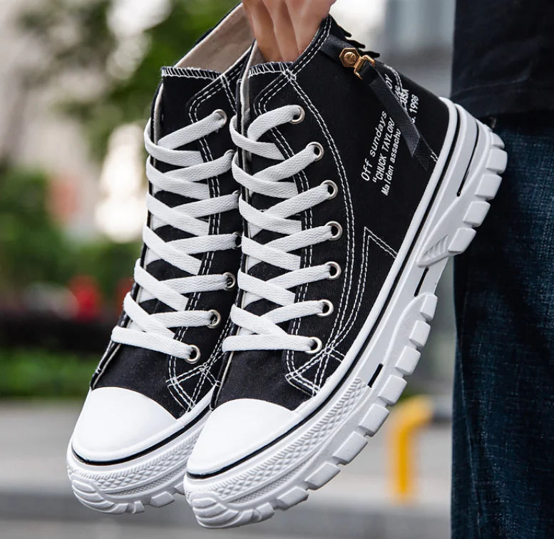 Men's High Top Canvas Sneakers in Blue and Black