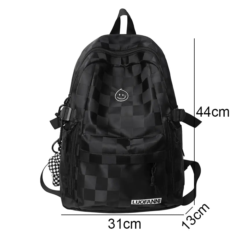 Plaid Nylon School and Travel Backpack for Women