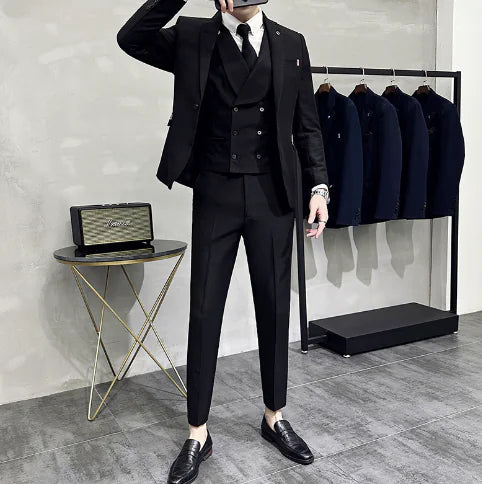 Men's Elegant Business Suit Set - Black / L (One Set)