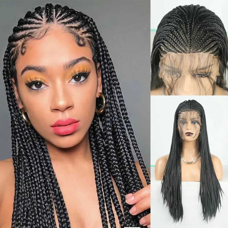 Synthetic Fiber Wig Head Cover with Braid Front Lace