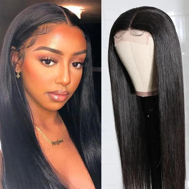 Medium Long Straight Natural Lace Front Wig
