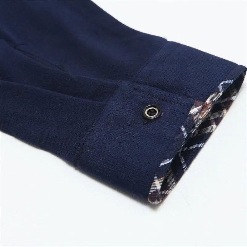 Men's Casual Long Sleeve Cotton Polo T-Shirt with Pocket