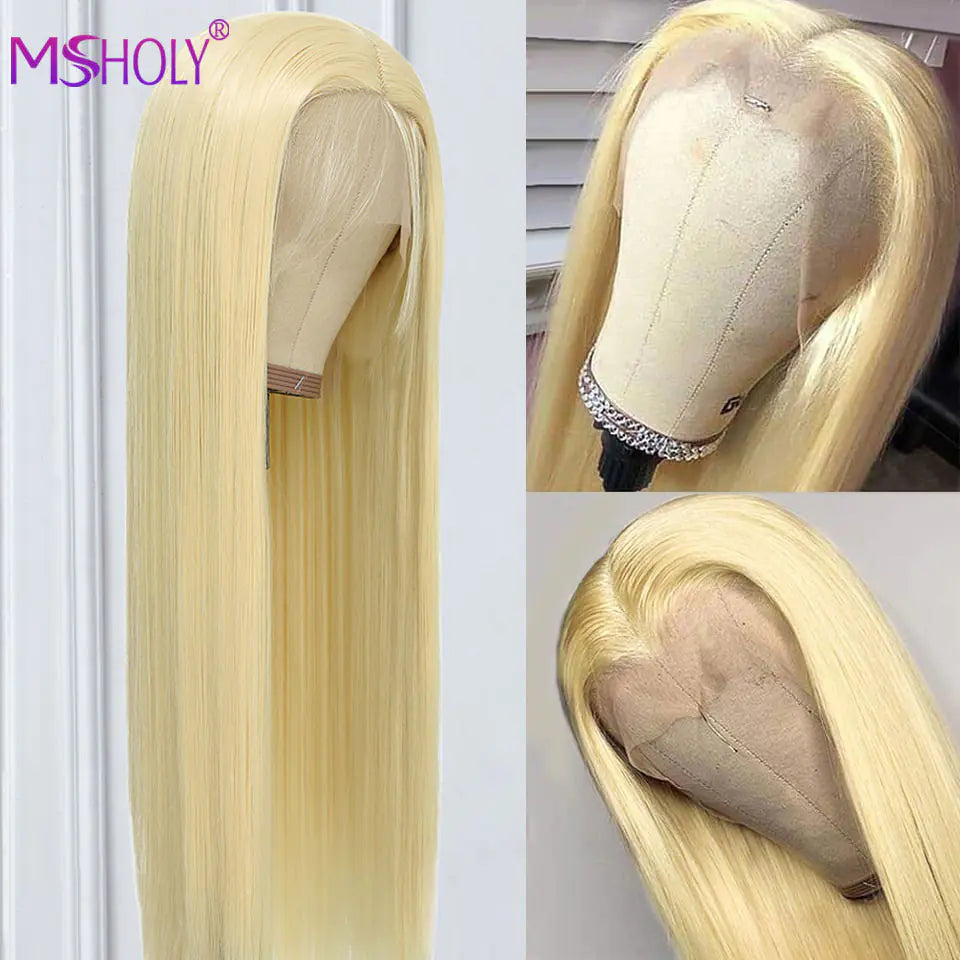 613 Blonde Glueless Lace Front Wig - Long Silk Straight