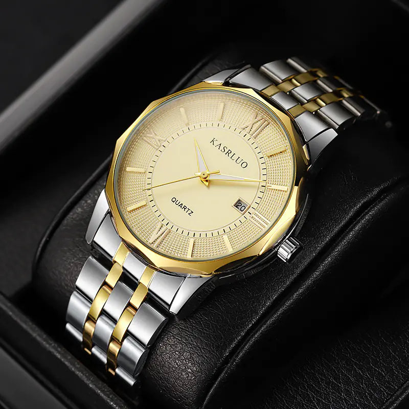 Stylish Men's Brand Watch with Calendar and Steel Band