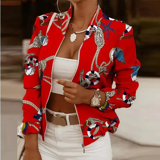 Elegant Vintage Jacket with Floral Print (One Piece)