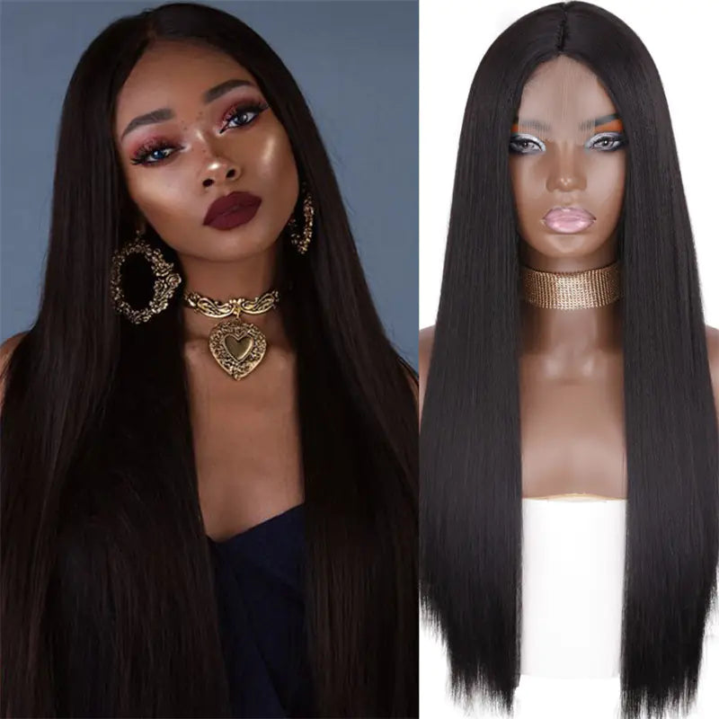 New Black Matte Long Straight Wig for Women