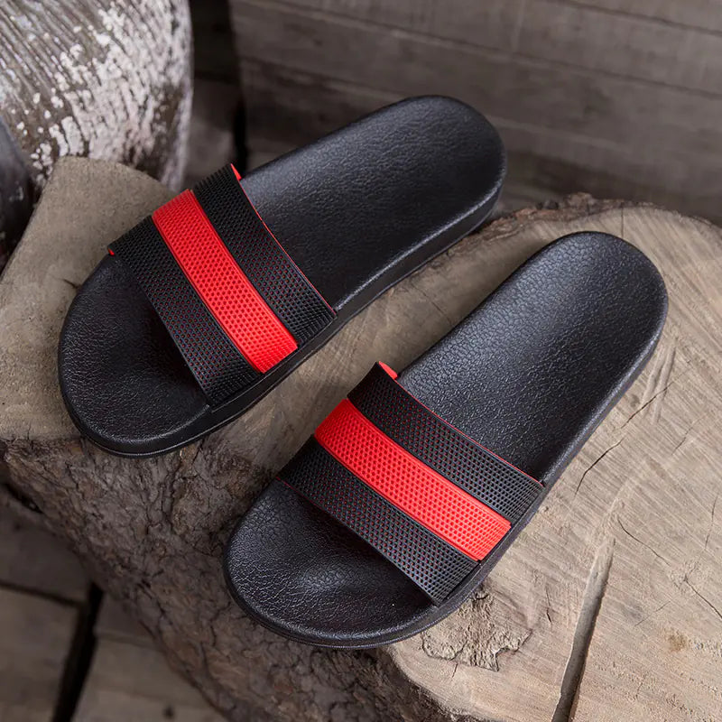 Striped Non-Slip Couple Soft Bottom Bath Slippers