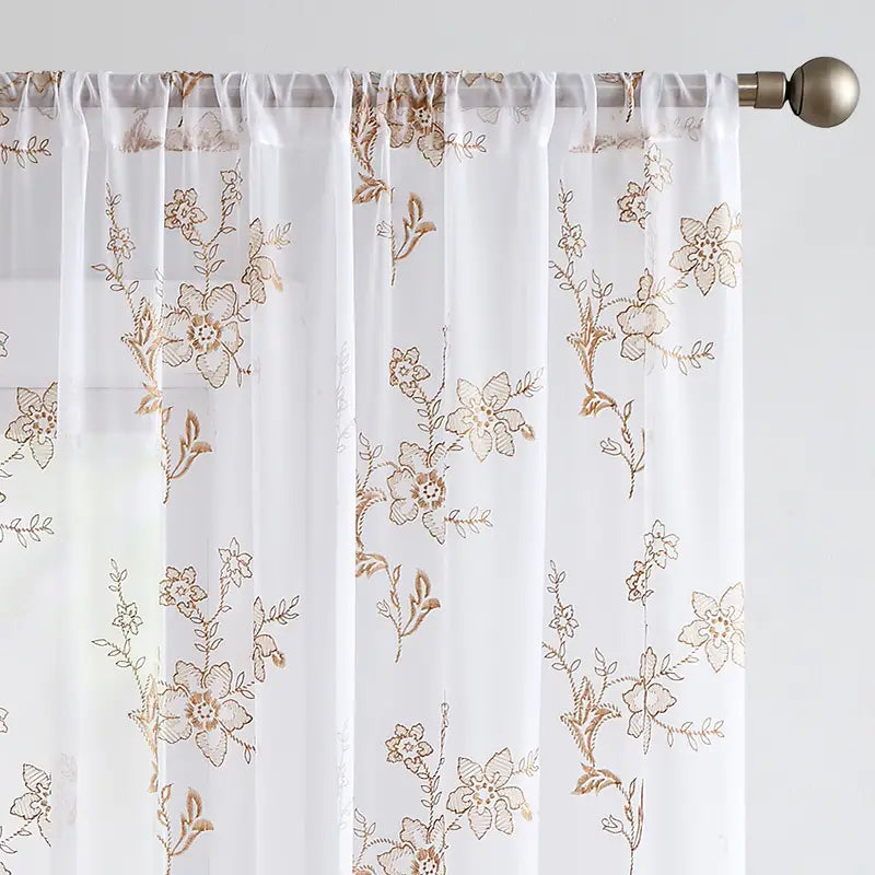 2 pcs Terrilon Rebecca Embroidered Curtains for Home Decor