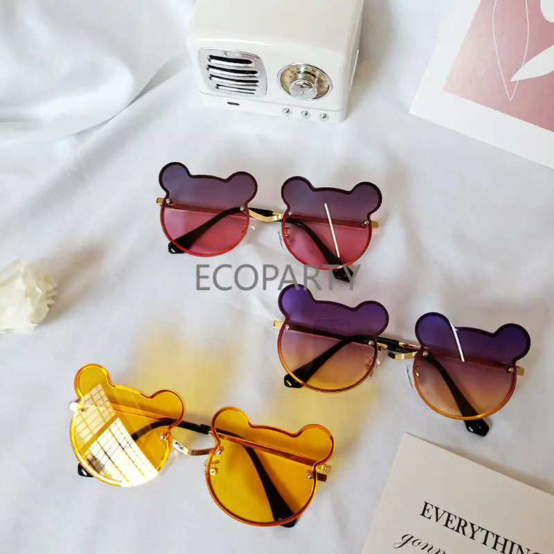 Trendy Designer Cartoon Bear Sunglasses for Kids 2023