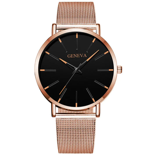 Fashionable Geneva Couple Quartz Watch with Mesh Band
