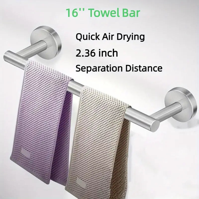 5pcs Matte Black Bathroom Hardware Set, Stainless Steel