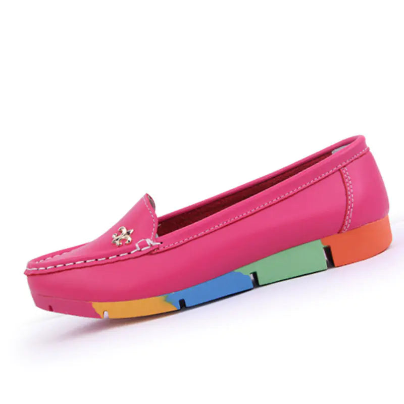 Women's Comfort Flat Loafers - Genuine Leather Shoes