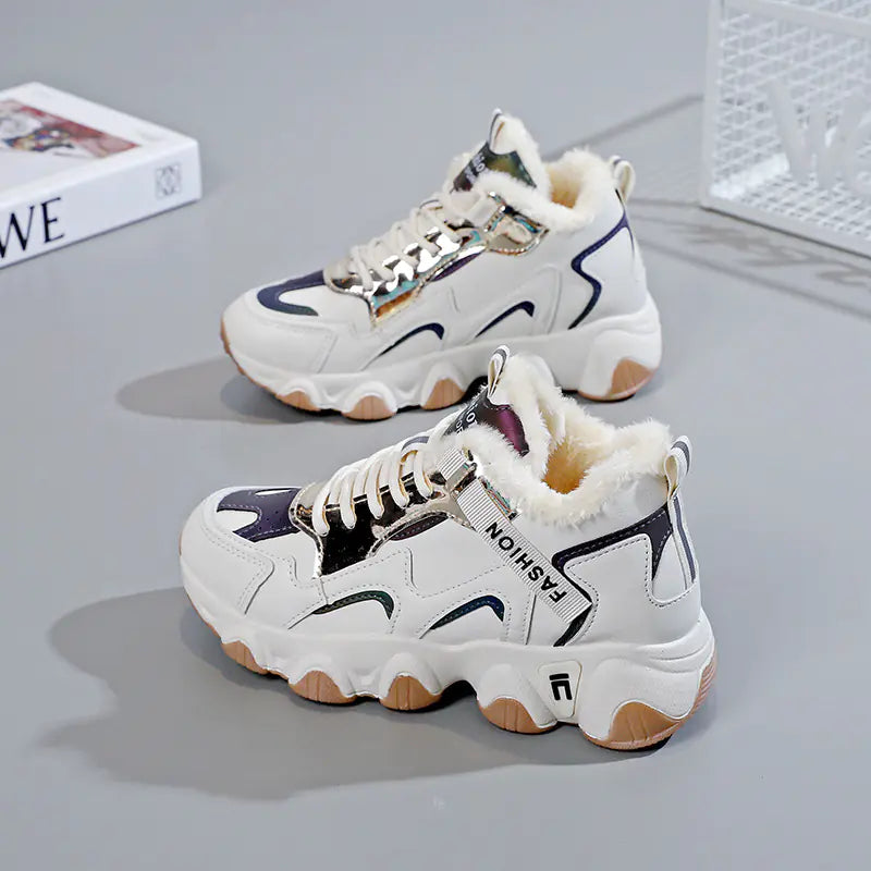 Women's High-Top Velvet Sports Shoes for Cold Weather