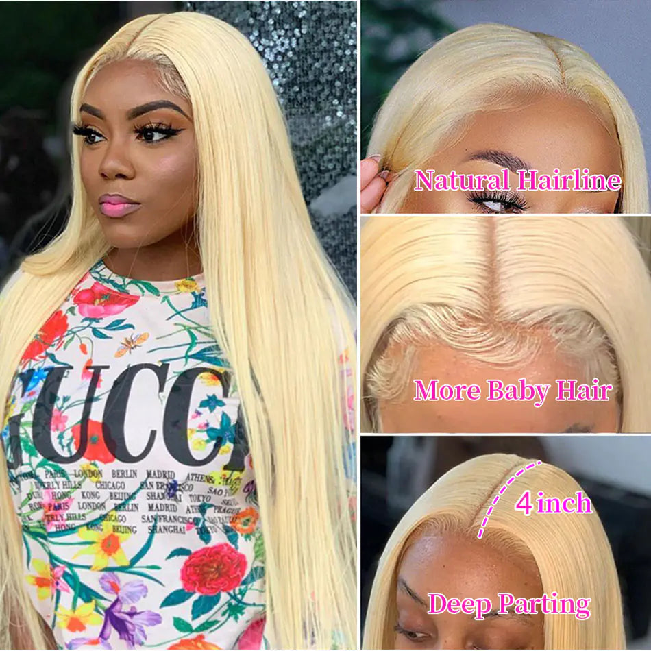 613 Blonde Glueless Lace Front Wig - Long Silk Straight