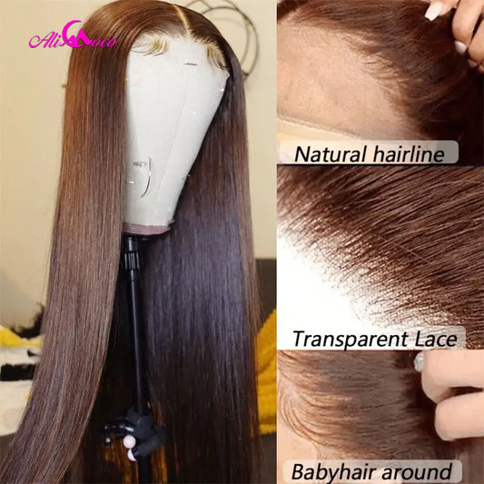 Chocolate Brown Lace Front Human Hair Wig for Women