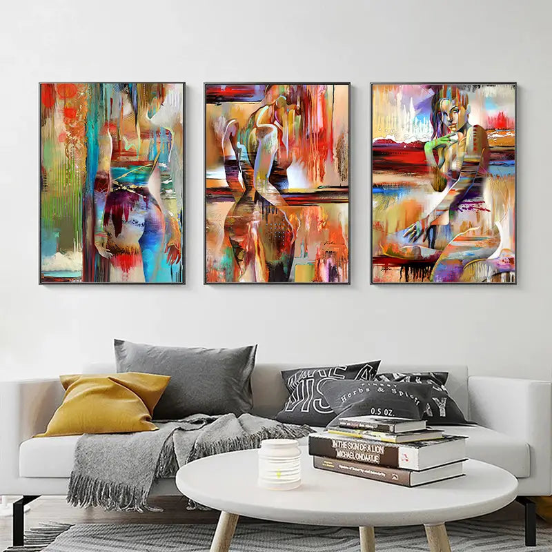 3-Piece Set Abstract Sexy Women Canvas Wall Art 11.8x15.7"