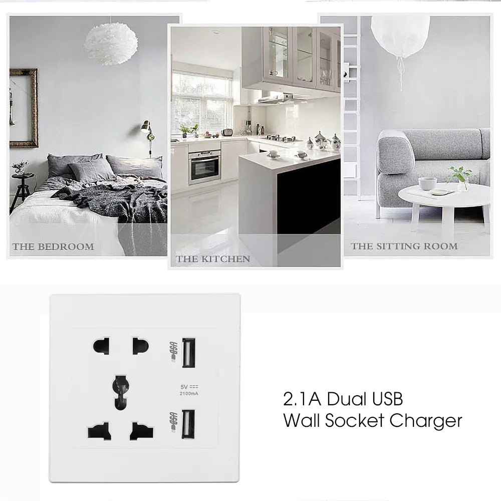 Multifunctional Five Hole Panel with Dual USB Socket