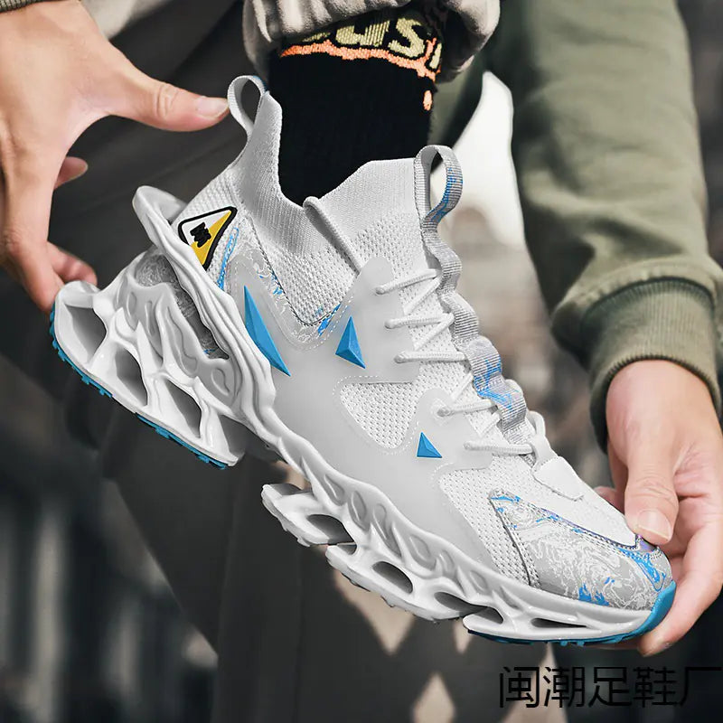 Trendy Knitted Blade Sole Sports Shoes for Teens