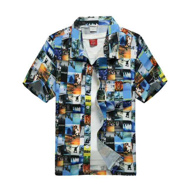 2023 Men's Hawaiian Print Short Sleeve Quick Dry Shirt