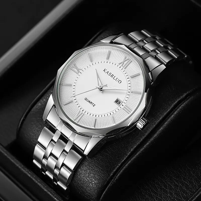 Stylish Men's Brand Watch with Calendar and Steel Band