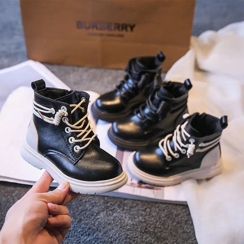 Children's Fashion Trend Casual Leather Martin Boots