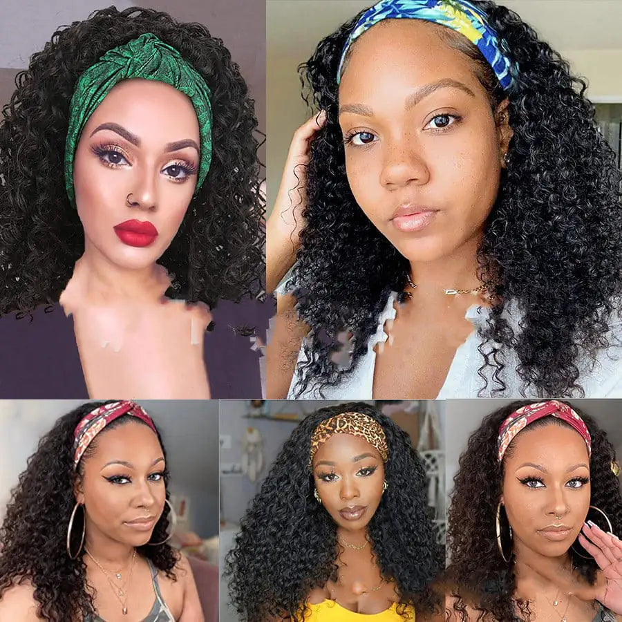 Turban Headband Mid-length Wigs for Africa & Europe