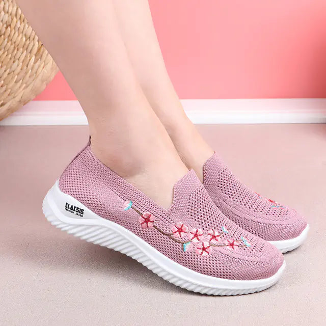 Breathable Mesh Women’s Casual Slip-On Walking Shoes