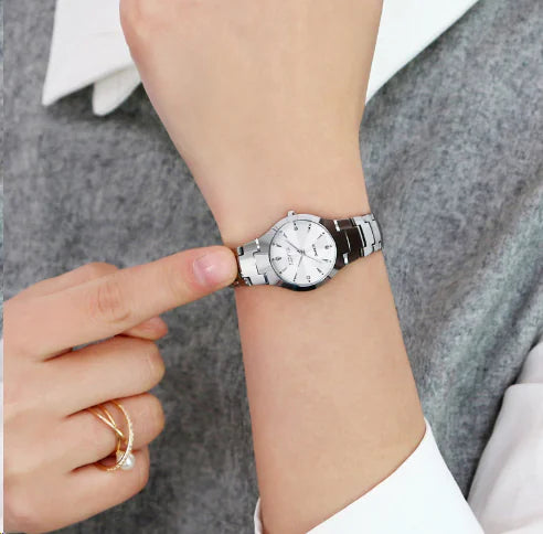 Men's Tungsten Steel Watch with Dual Calendar Feature