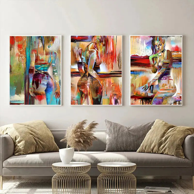 3-Piece Set Abstract Sexy Women Canvas Wall Art 11.8x15.7"