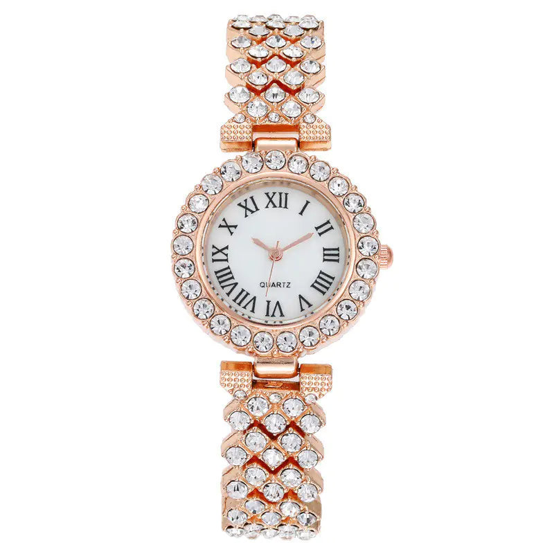 Fashion Roman Pattern Women's Diamond Quartz Watch