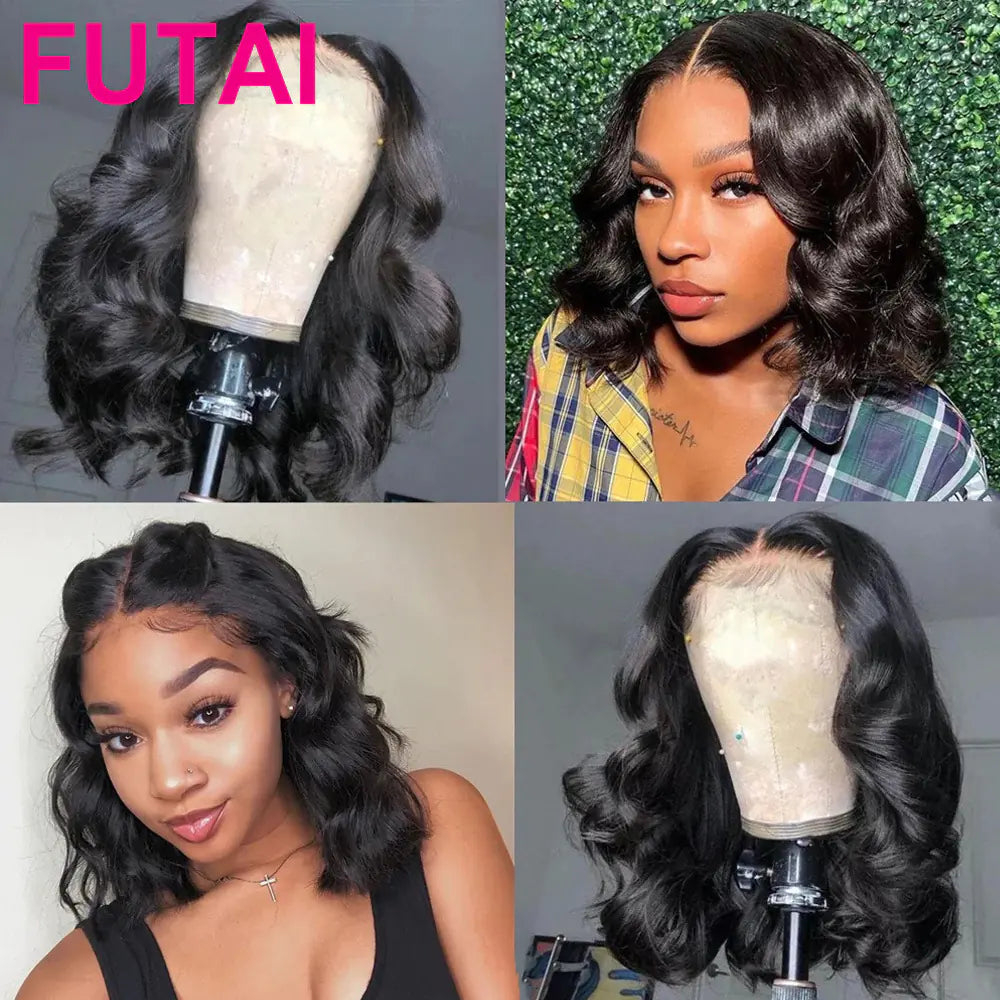 Short Body Wave Human Hair BOB Wig with Lace Front