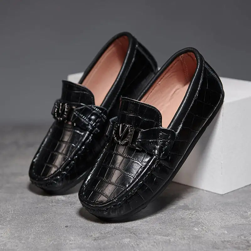 Children's Slip-On Leather Peas Shoes