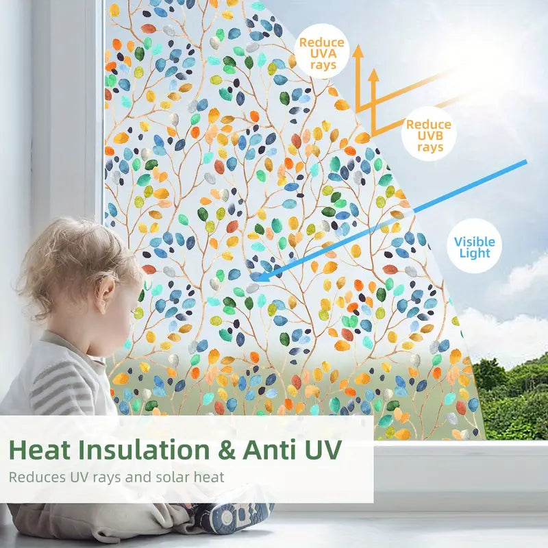 Color Leaf Pattern Privacy Window Film with UV Protection