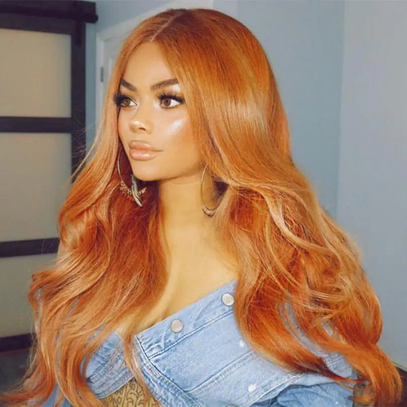 Orange Natural Big Wave Synthetic Lace Wig Cap