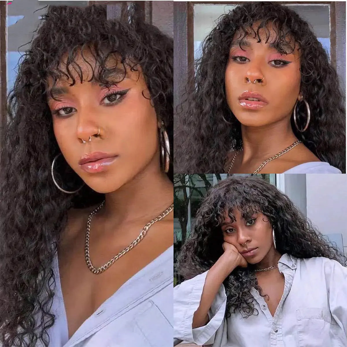 Shunfa Full Mechanism Curved Bangs Real Hair Headgear