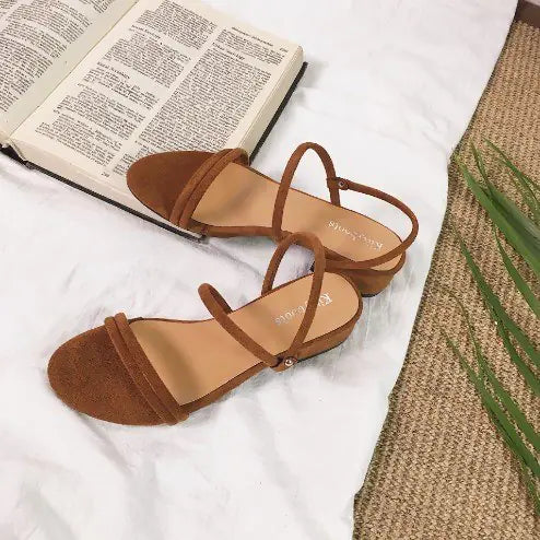 Strap Mid-Heel Square Sandals