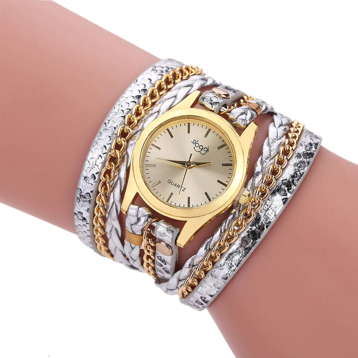 Women's Braided Bracelet Quartz Watch with Alloy Buckle
