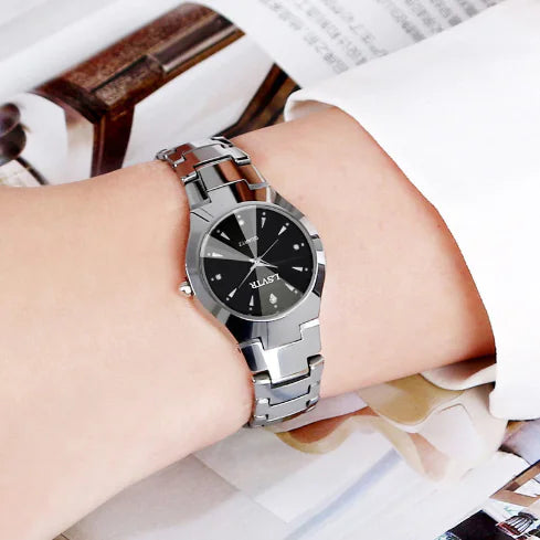 Men's Tungsten Steel Watch with Dual Calendar Feature